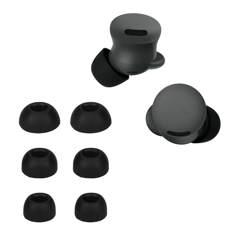 kwmobile 6x Polster kompatibel mit Google Pixel Buds 2A - 3 Größen - Silikon Ohrstöpsel In-Ear Kopfhörer Schwarz  