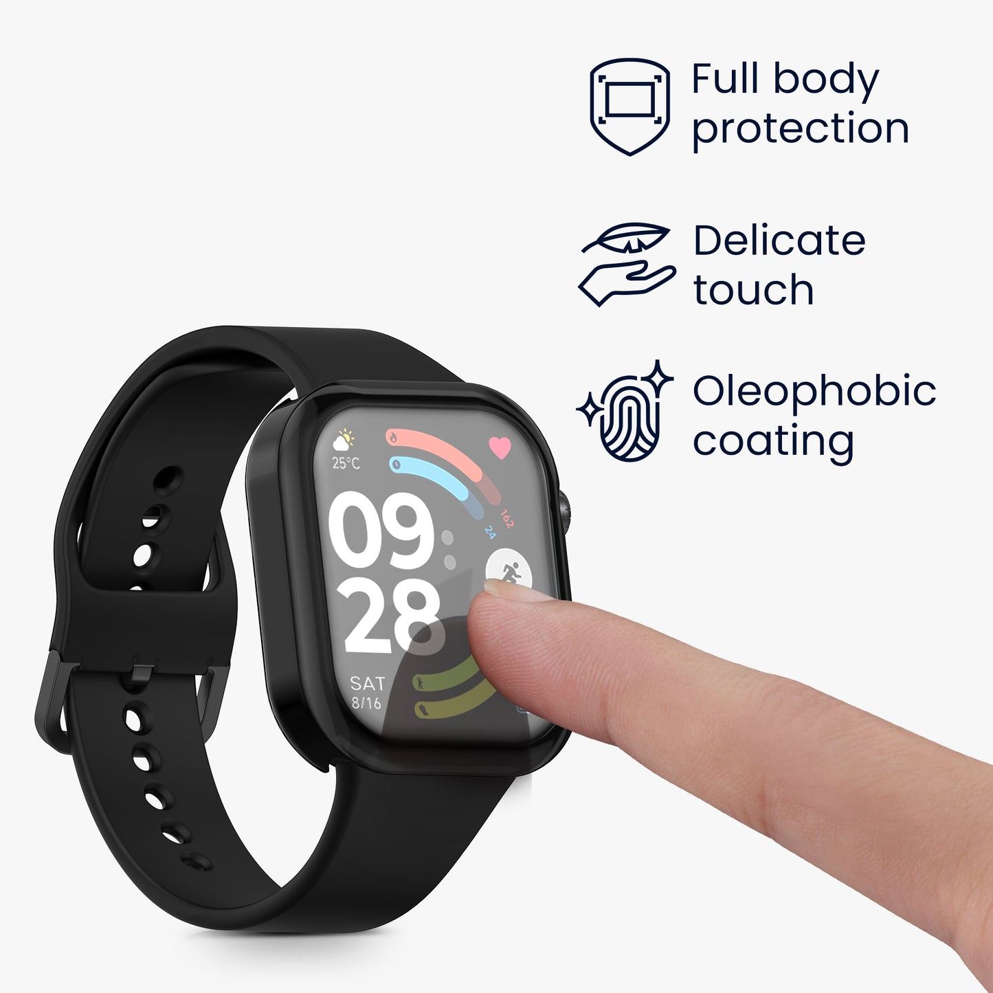 kwmobile Schutzhülle für Xiaomi Redmi Watch 6 Fullbody Display Cover Set