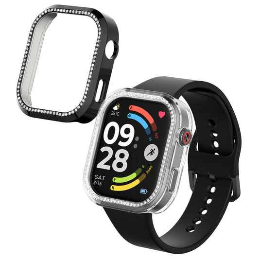 kwmobile 2x Kunststoff Hülle kompatibel mit Xiaomi Redmi Watch 6 Schutzhülle Schutzrahmen - Glitzer Schutz Zubehör in Schwarz Transparent Schwarz  [dsg01]