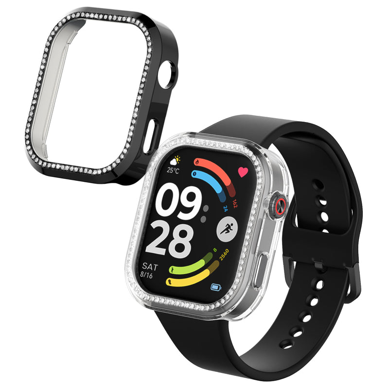 kwmobile 2x Kunststoff Hülle kompatibel mit Xiaomi Redmi Watch 6 Schutzhülle Schutzrahmen - Glitzer Schutz Zubehör in Schwarz Transparent Schwarz  [dsg01]