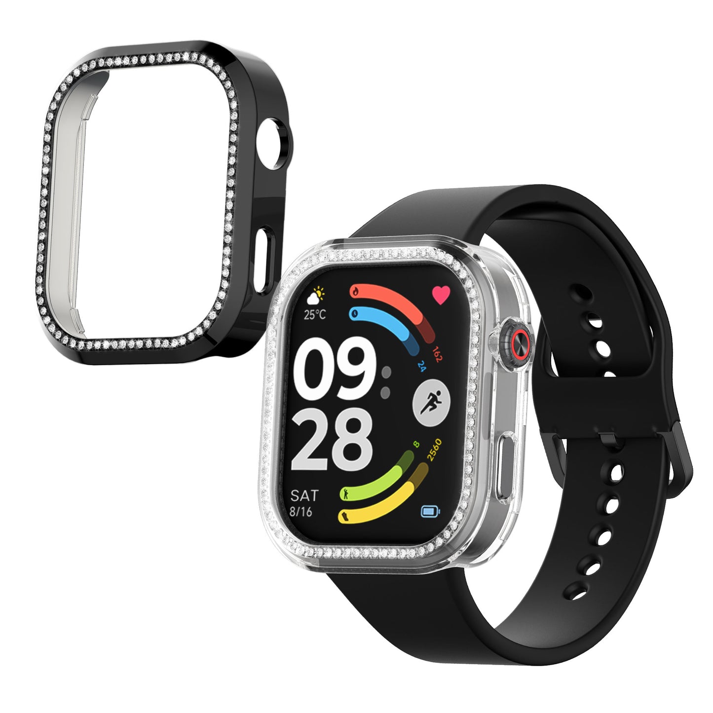kwmobile Hülle kompatibel mit Xiaomi Redmi Watch 6 Schutzhülle Schutzrahmen Glitzer Schutz Zubehör