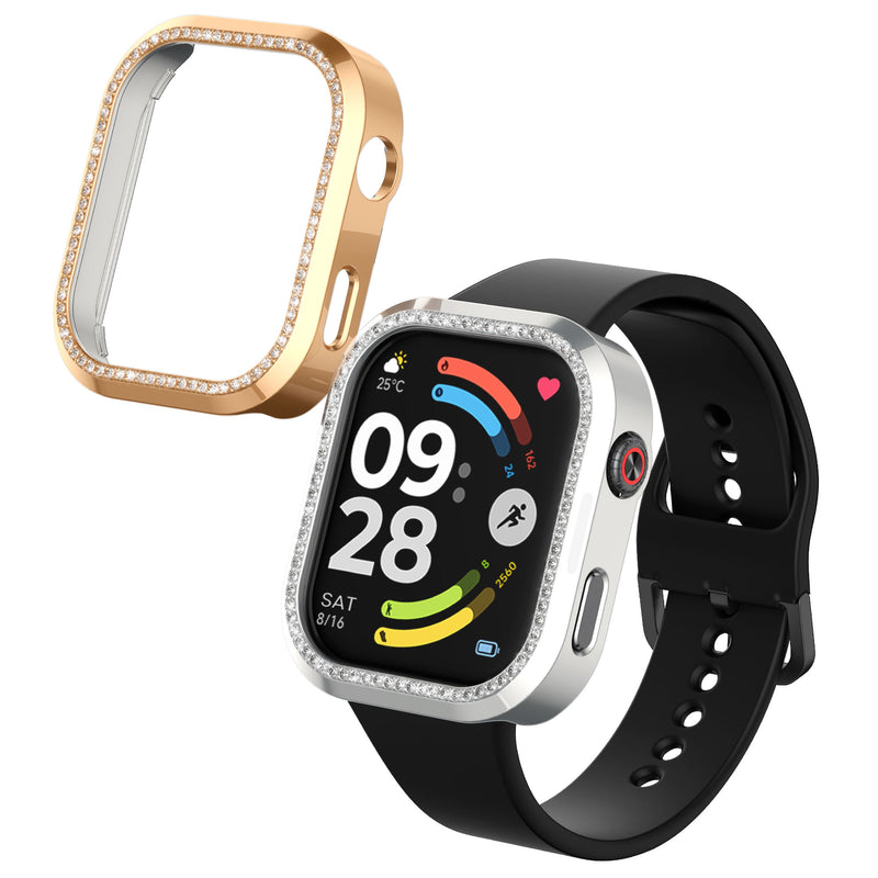 kwmobile 2x Kunststoff Hülle kompatibel mit Xiaomi Redmi Watch 6 Schutzhülle Schutzrahmen - Glitzer Schutz Zubehör in Rosegold Silber Rosegold  [dsg02]