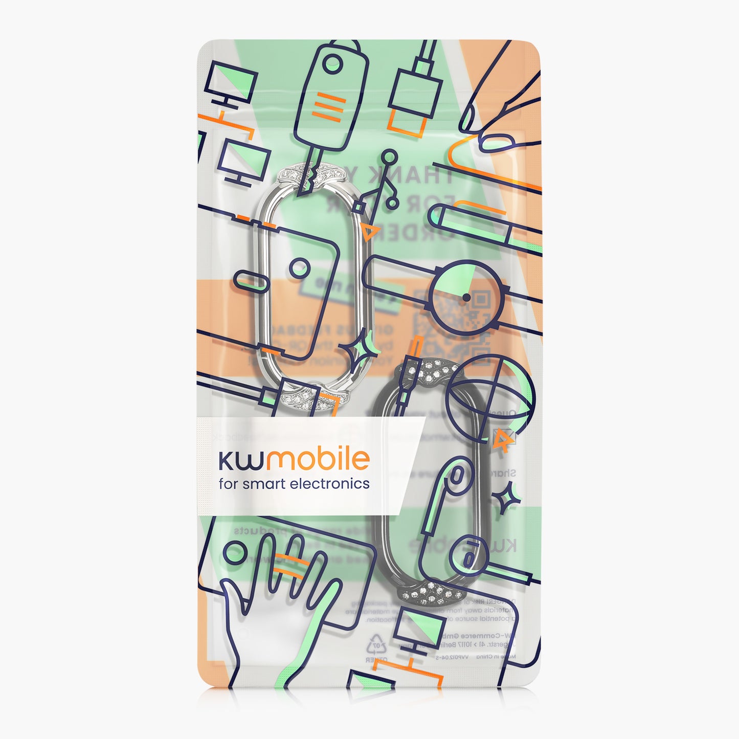 kwmobile Kunststoff Hülle kompatibel mit Xiaomi Mi Band 10 / Mi Band 9 / 8 Schutzhülle Schutzrahmen - Glitzer Schutz Zubehör