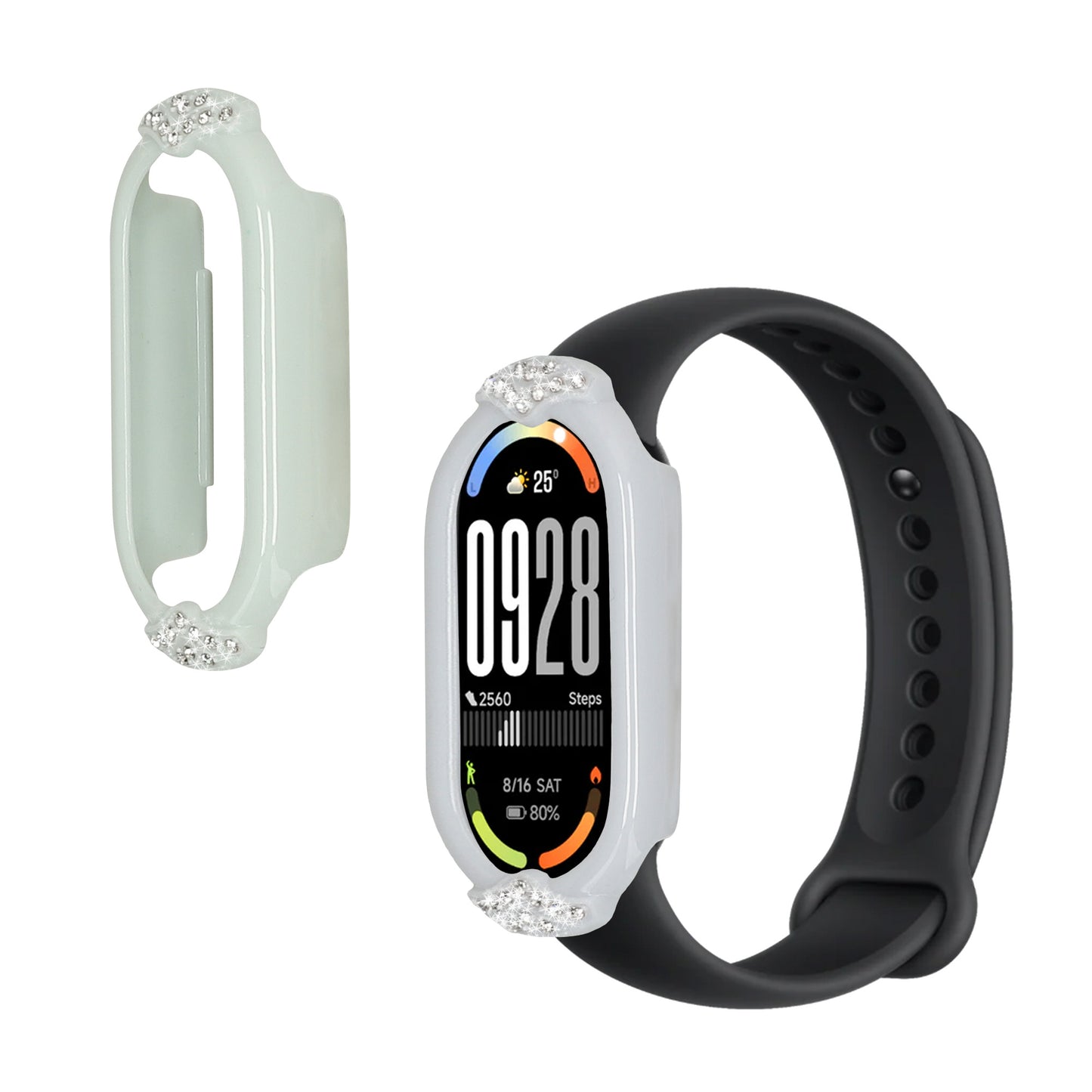 kwmobile 2x Kunststoff Hülle kompatibel mit Xiaomi Mi Band 10 / Mi Band 9 / 8 Schutzhülle Schutzrahmen - Glitzer Schutz Zubehör in Pastellgrün Hellblau Pastellgrün  