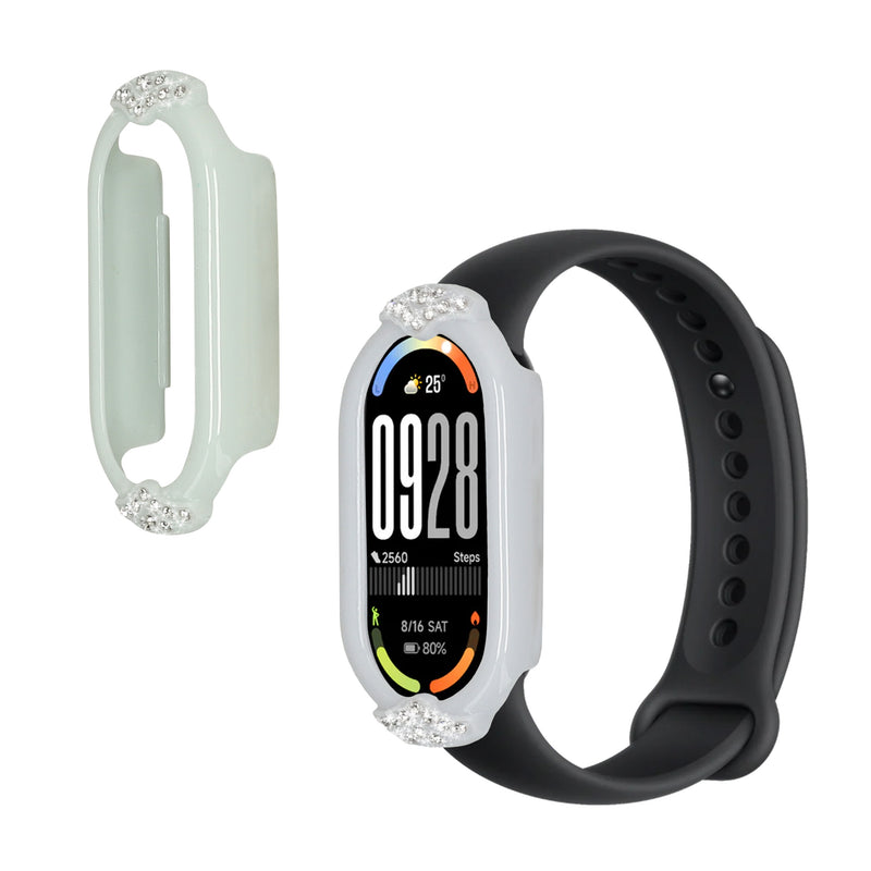 kwmobile 2x Kunststoff Hülle kompatibel mit Xiaomi Mi Band 10 / Mi Band 9 / 8 Schutzhülle Schutzrahmen - Glitzer Schutz Zubehör in Pastellgrün Hellblau Pastellgrün  