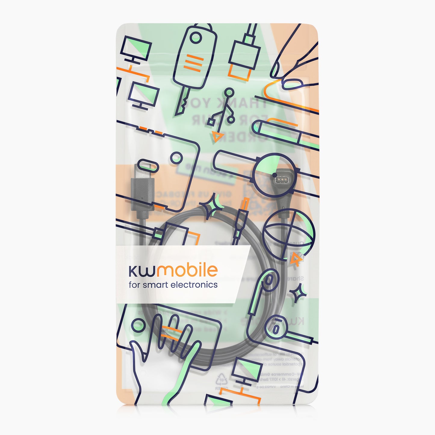 kwmobile USB C Ladekabel kompatibel mit COROS PACE Pro / PACE 4 / APEX 4 / NOMAD - Kabel Charger - Smart Watch Ersatzkabel - Fitnesstracker Aufladekabel