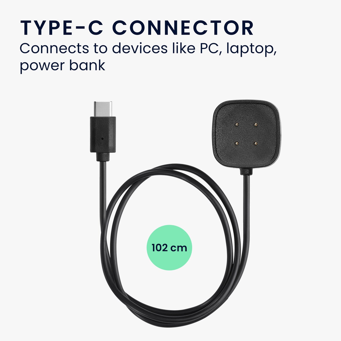 kwmobile USB C Ladekabel kompatibel mit Fitbit Versa 4 / Sense 2 / Versa 3 / Sense - Kabel Charger - Smart Watch Ersatzkabel - Fitnesstracker Aufladekabel
