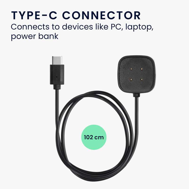 kwmobile USB C Ladekabel kompatibel mit Fitbit Versa 4 / Sense 2 / Versa 3 / Sense - Kabel Charger - Smart Watch Ersatzkabel - Fitnesstracker Aufladekabel