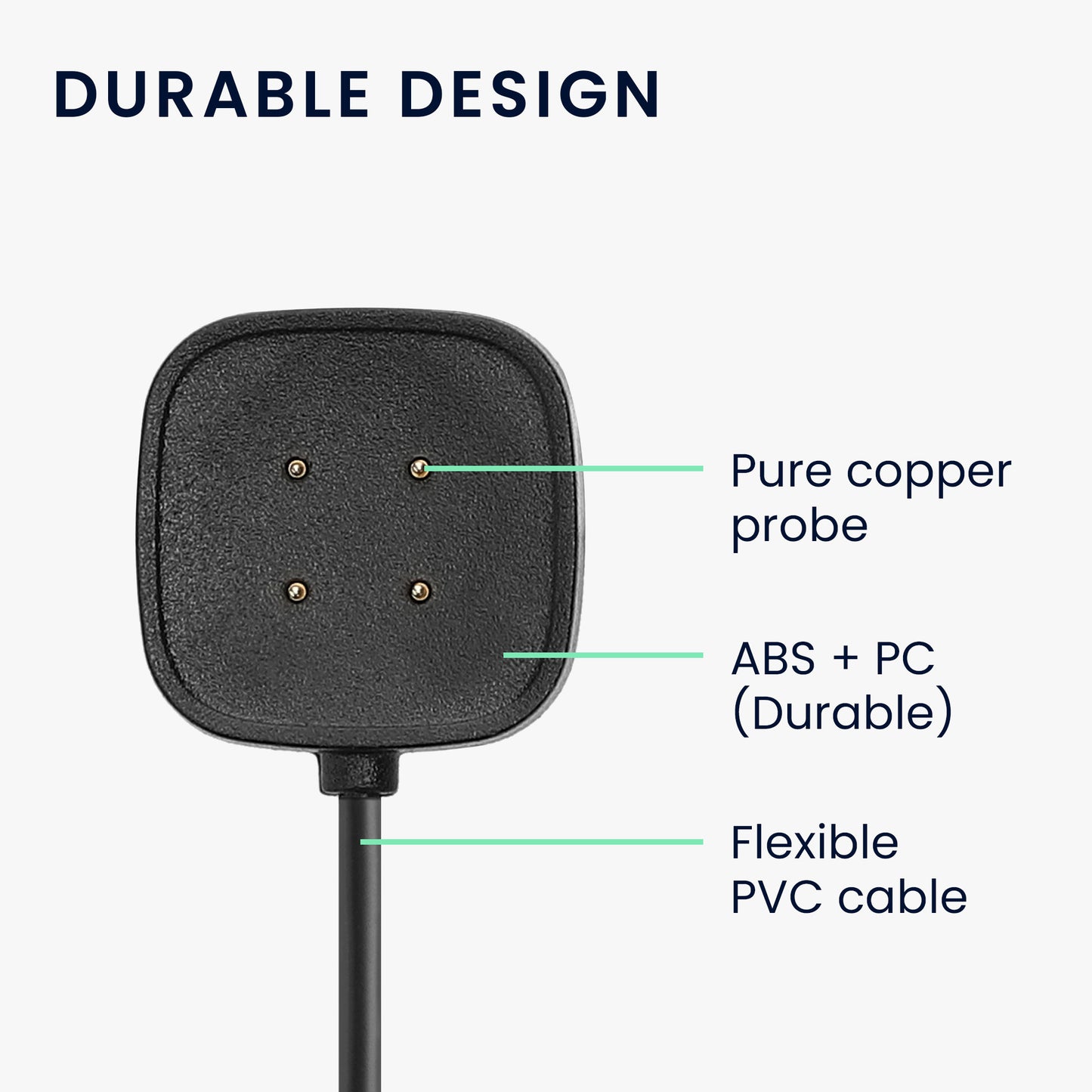 kwmobile USB C Ladekabel kompatibel mit Fitbit Versa 4 / Sense 2 / Versa 3 / Sense - Kabel Charger - Smart Watch Ersatzkabel - Fitnesstracker Aufladekabel