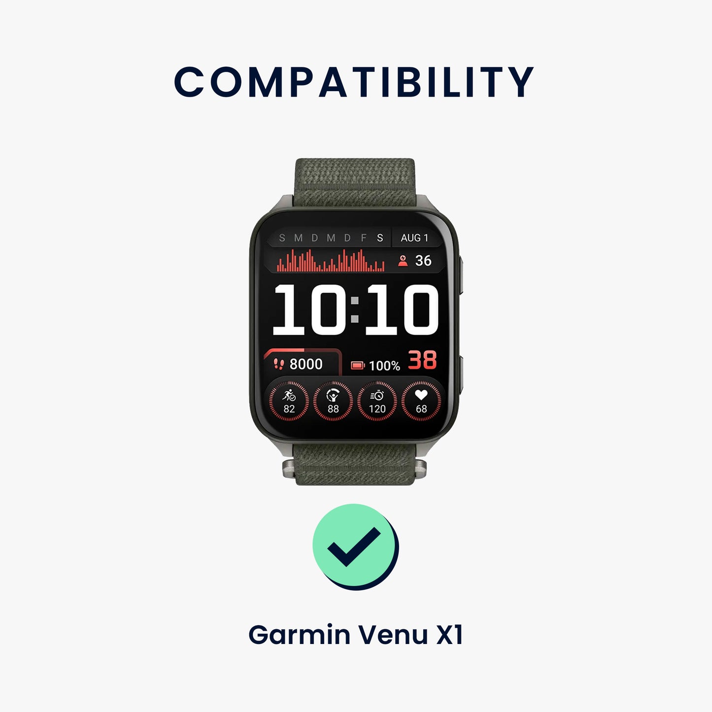 kwmobile Armband kompatibel mit Garmin Venu X1 Fitnesstracker Sportarmband Band Innenmaße von 14 - 22 cm