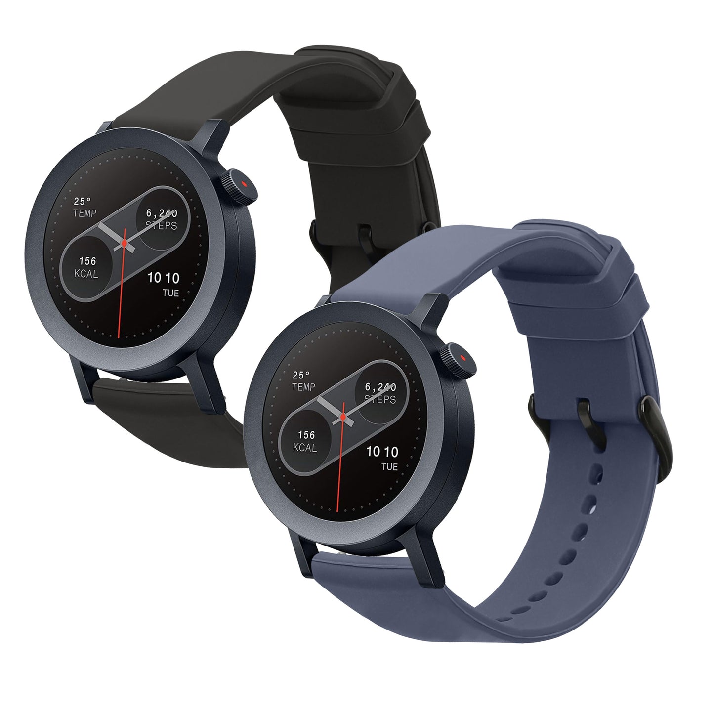 kwmobile Silikon Uhrenarmband für CMF Watch 3 Pro Armband - Ersatzarmband für Fitnesstracker - Wechselarmband Smartwatch - Schwarz Dunkelblau Schwarz  