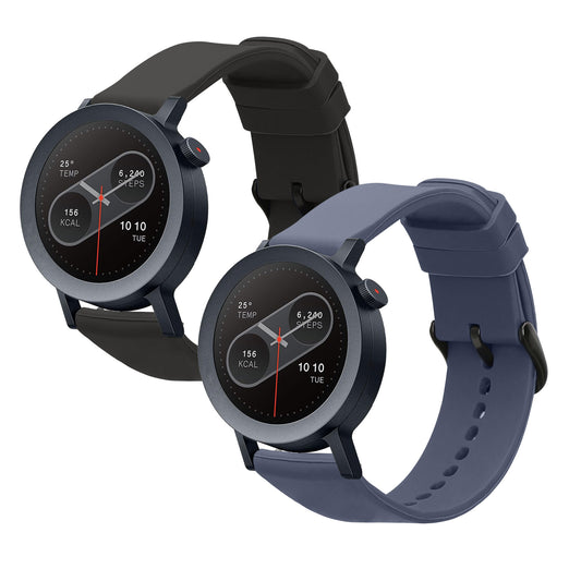 kwmobile Silikon Uhrenarmband für CMF Watch 3 Pro Armband - Ersatzarmband für Fitnesstracker - Wechselarmband Smartwatch - Schwarz Dunkelblau Schwarz  