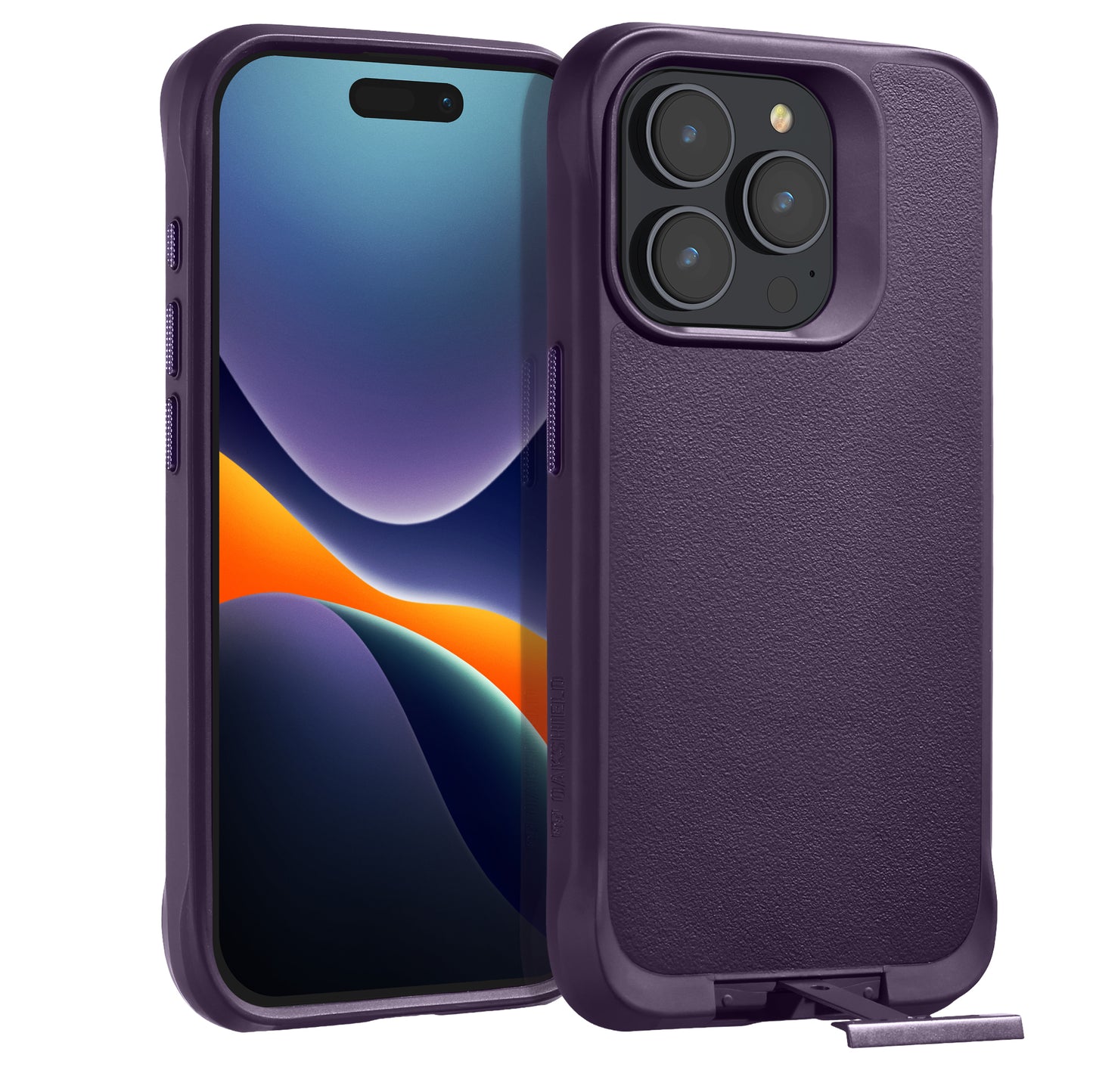 Oakshield Handyhülle mit Standfunktion kompatibel mit iPhone 15 Pro Hülle - Mit Ständer - Case für iPhone 15 Pro - Kompatibel mit MagSafe - Hülle in Violett Violett  