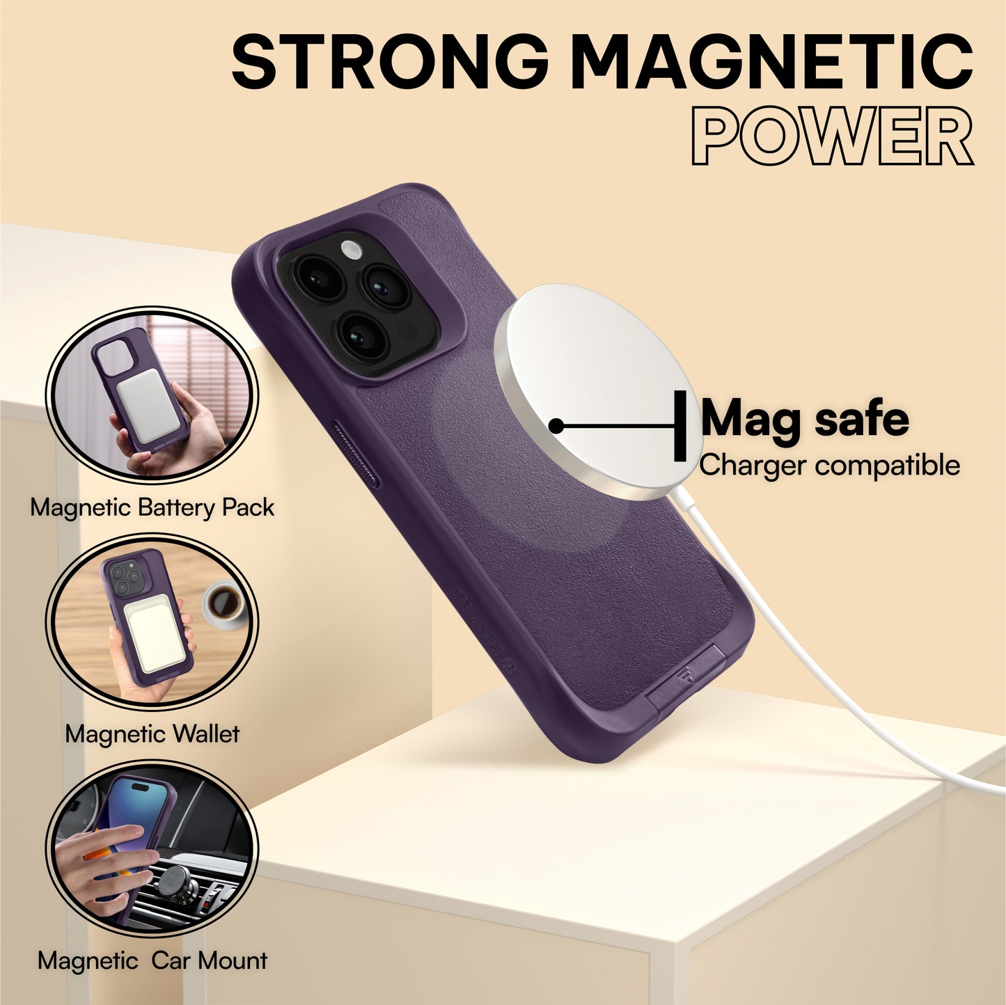 Oakshield Handyhülle mit Standfunktion kompatibel mit iPhone 15 Pro Hülle - Mit Ständer - Case für iPhone 15 Pro - Kompatibel mit MagSafe - Hülle