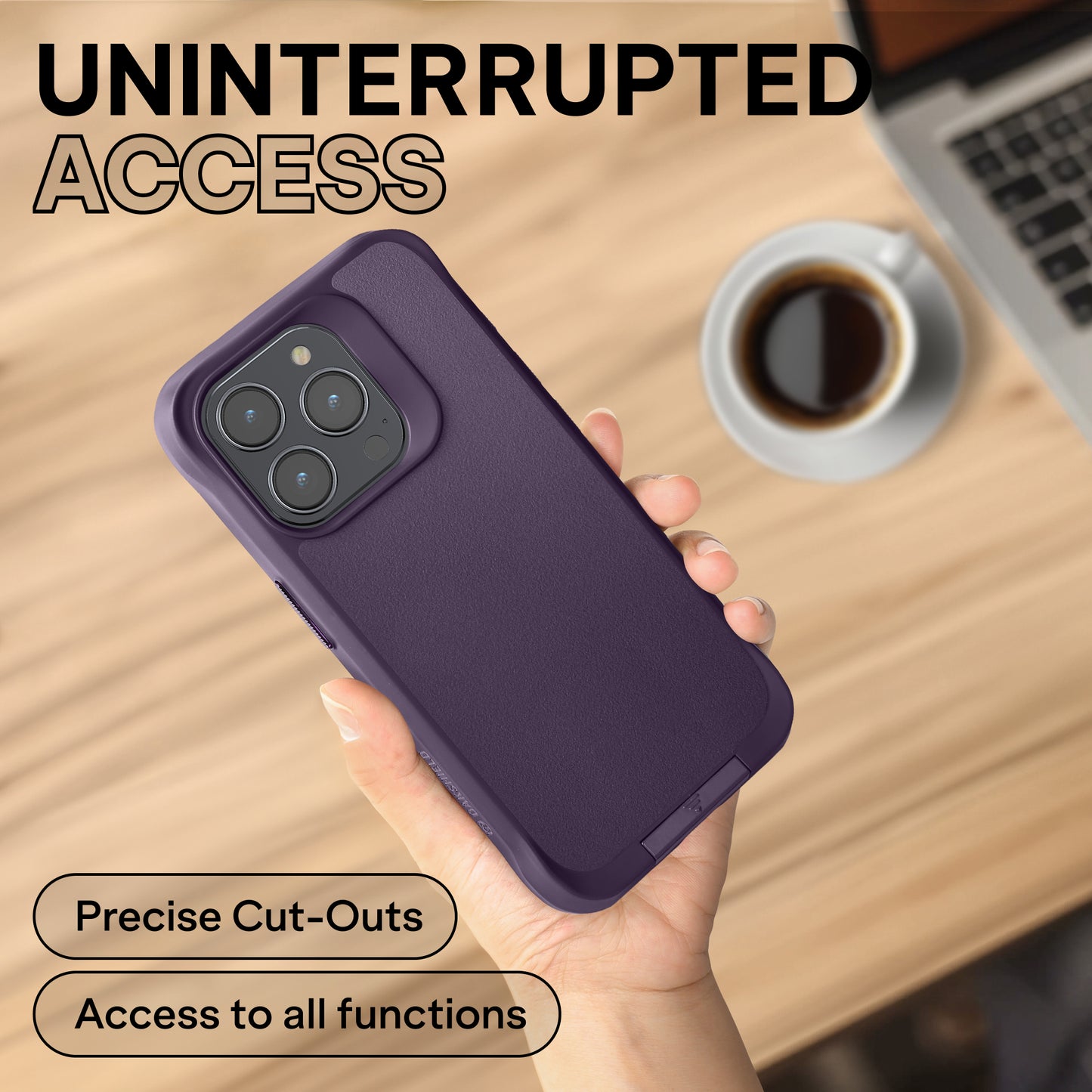 Oakshield Handyhülle mit Standfunktion kompatibel mit iPhone 15 Pro Hülle - Mit Ständer - Case für iPhone 15 Pro - Kompatibel mit MagSafe - Hülle