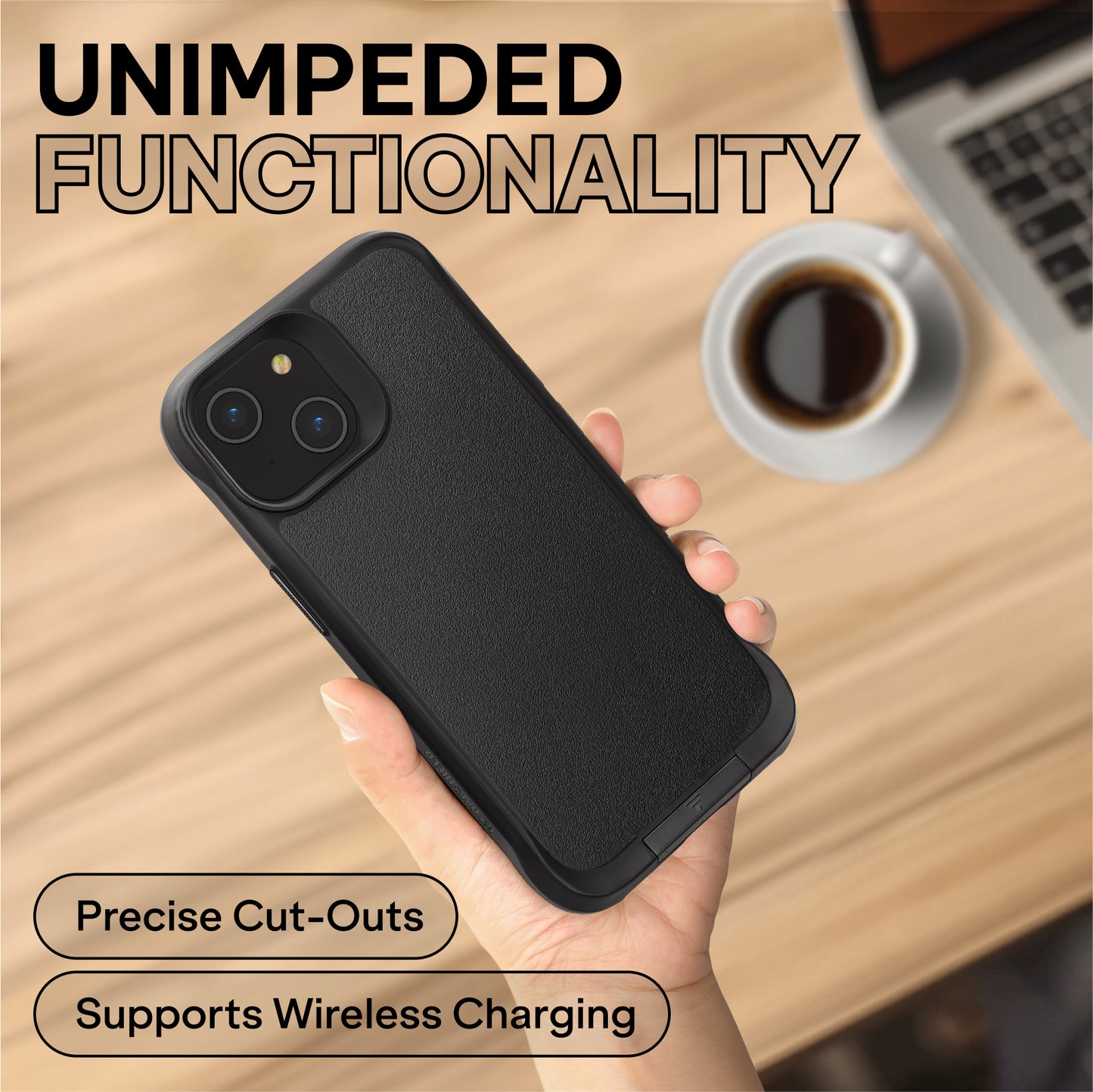 Oakshield Hülle mit Ständer kompatibel mit Apple iPhone 14 Hülle - Handyhülle mit Standfunktion und erhöhten Kanten - Case