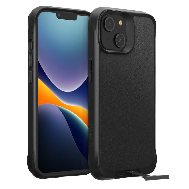 Oakshield Hülle mit Ständer kompatibel mit Apple iPhone 14 Hülle - Handyhülle mit Standfunktion und erhöhten Kanten - Case in Schwarz Schwarz  