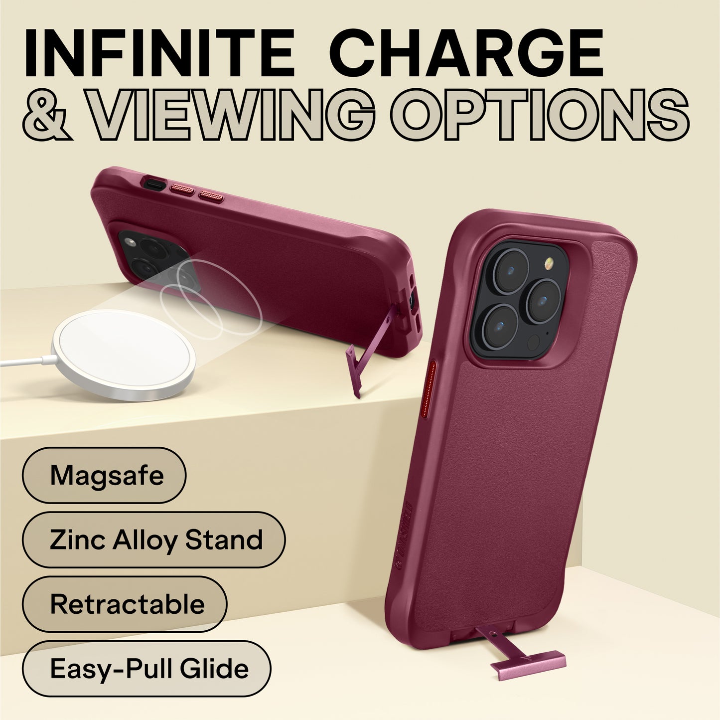 Oakshield Handyhülle mit Standfunktion kompatibel mit iPhone 14 Pro Hülle - Mit Ständer - Case für iPhone 14 Pro - Kompatibel mit MagSafe