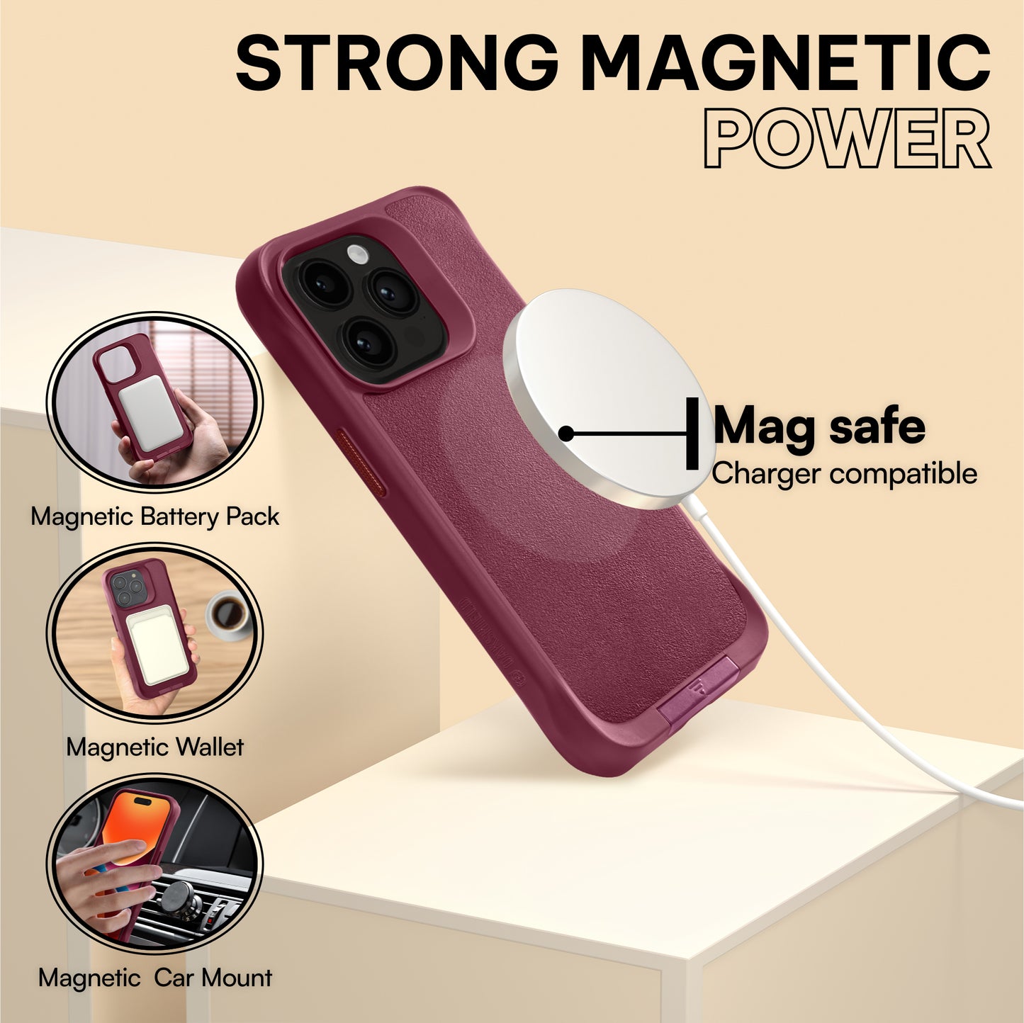 Oakshield Handyhülle mit Standfunktion kompatibel mit iPhone 14 Pro Hülle - Mit Ständer - Case für iPhone 14 Pro - Kompatibel mit MagSafe