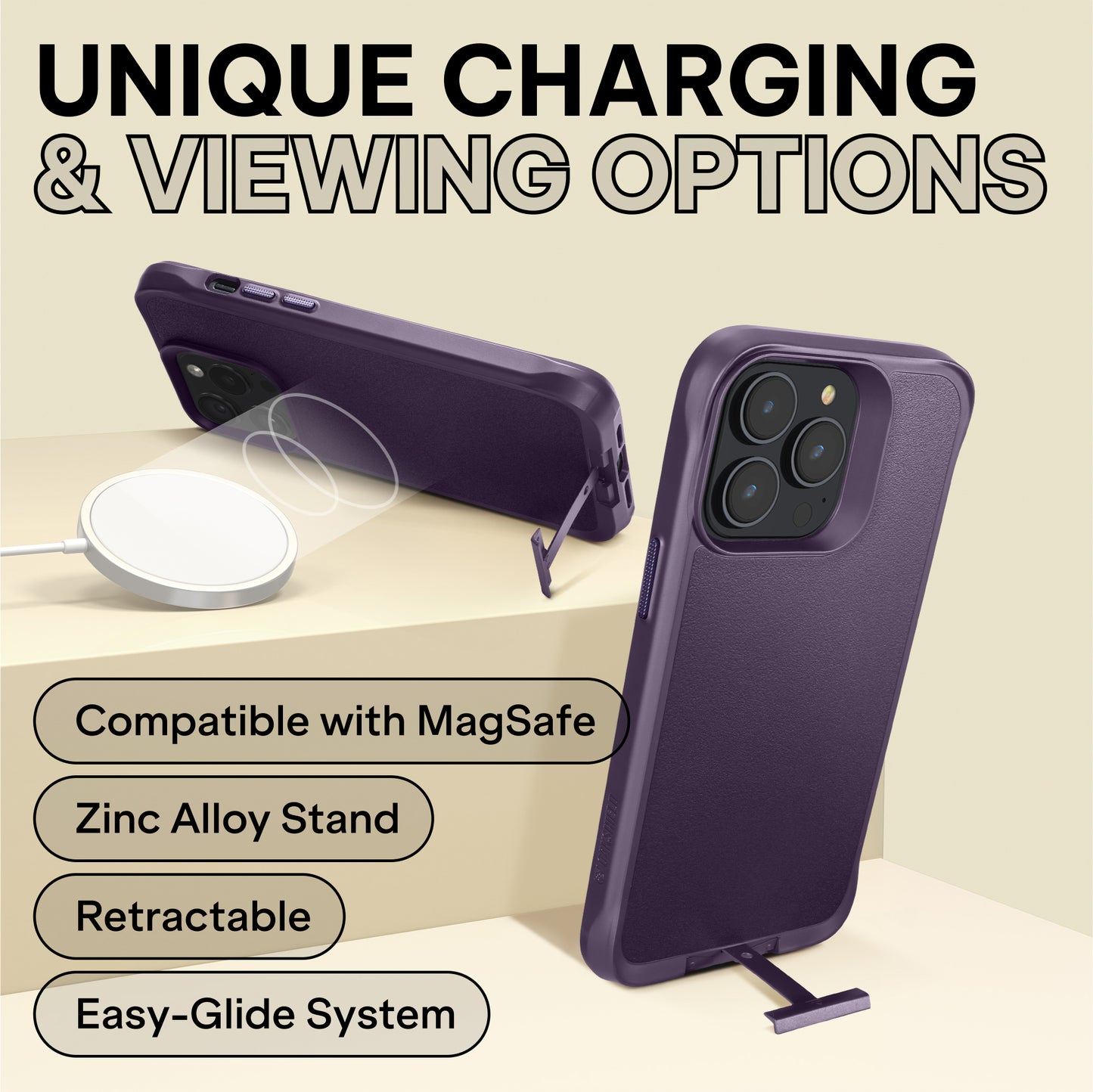 Oakshield Handyhülle mit Standfunktion kompatibel mit iPhone 14 Pro Max Hülle - Mit Ständer - Case für iPhone 14 Pro Max - Kompatibel mit MagSafe