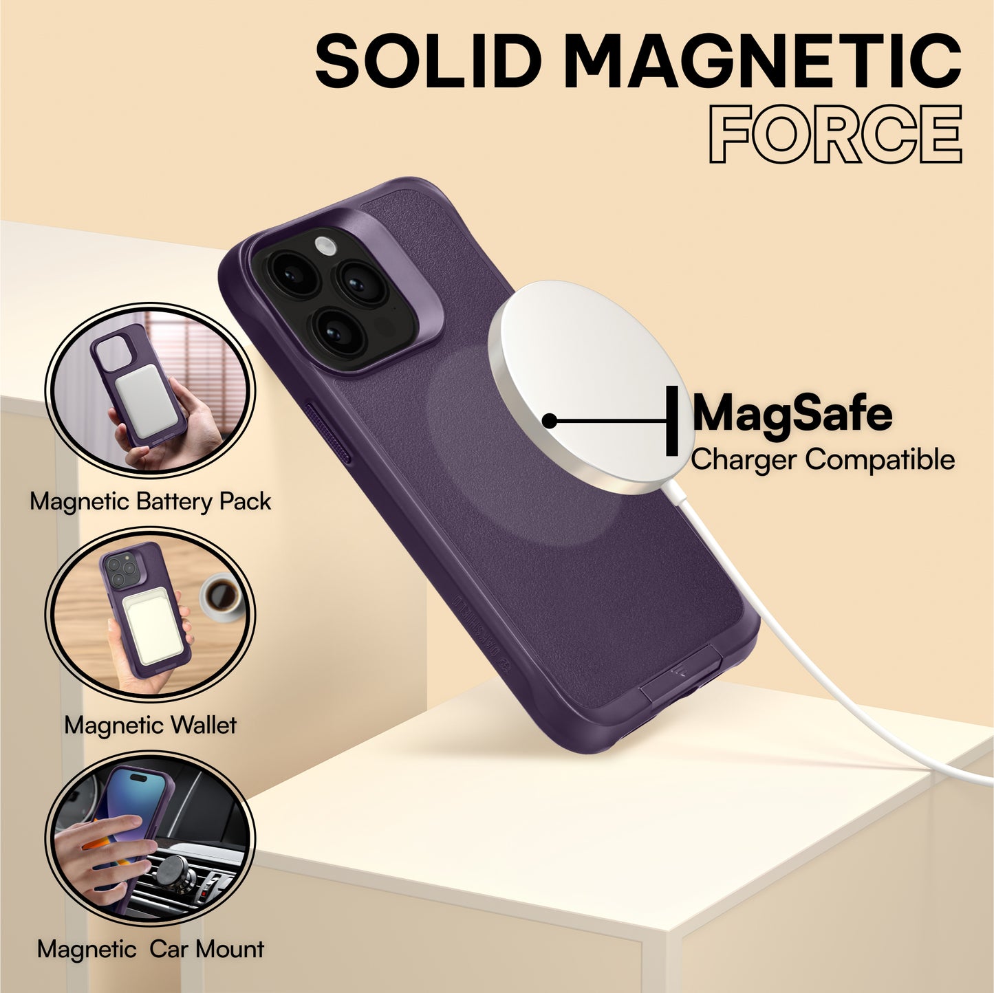 Oakshield Handyhülle mit Standfunktion kompatibel mit iPhone 14 Pro Max Hülle - Mit Ständer - Case für iPhone 14 Pro Max - Kompatibel mit MagSafe