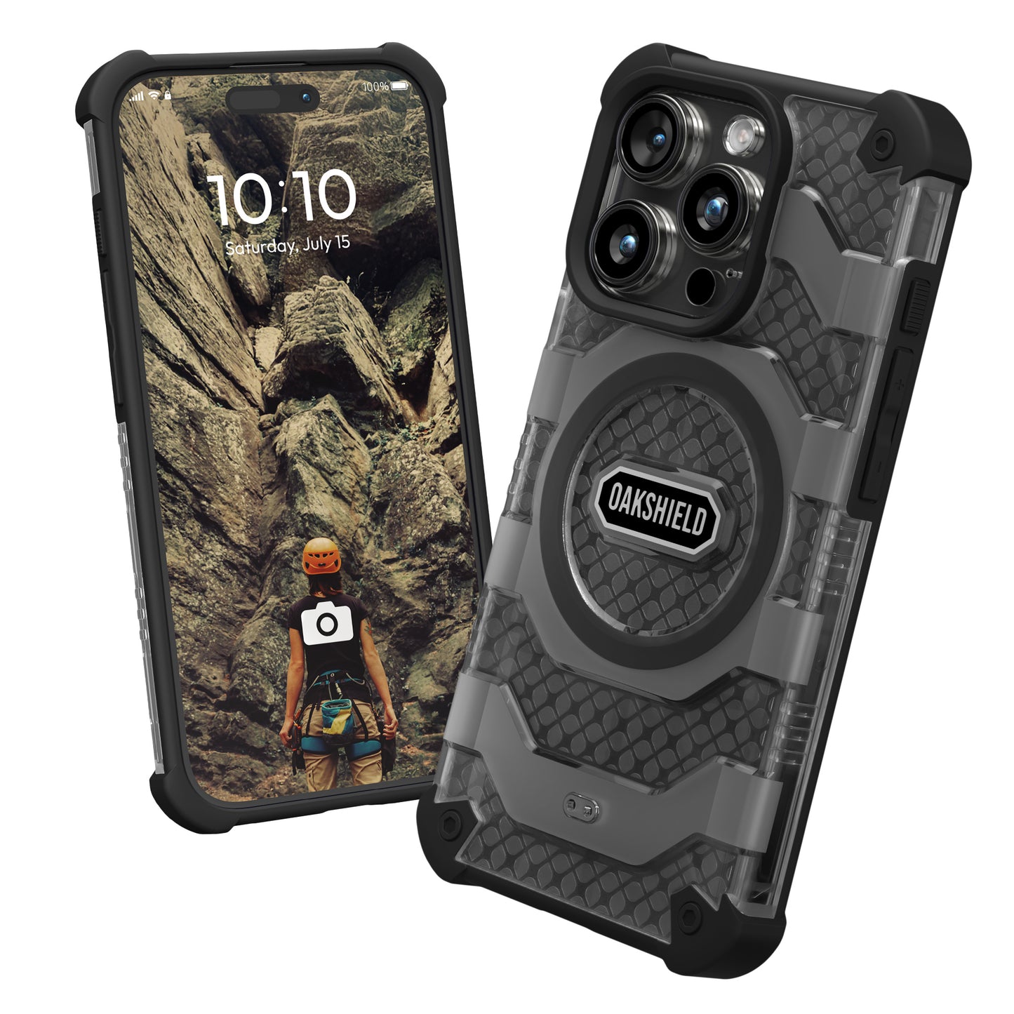 Oakshield Handyhülle kompatibel mit iPhone 15 Pro Hülle - Iphone 15 Pro Case kompatibel mit MagSafe-Zubehör - Schutzhülle mit Falltest nach Militärstandard - Schwarz Schwarz  