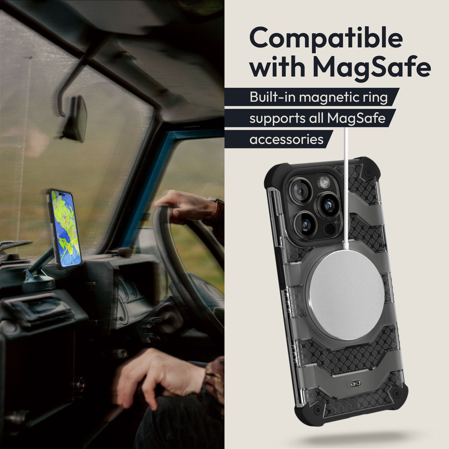 Oakshield Handyhülle kompatibel mit iPhone 15 Pro Hülle Case kompatibel mit MagSafe-Zubehör Schutzhülle mit Falltest nach Militärstandard