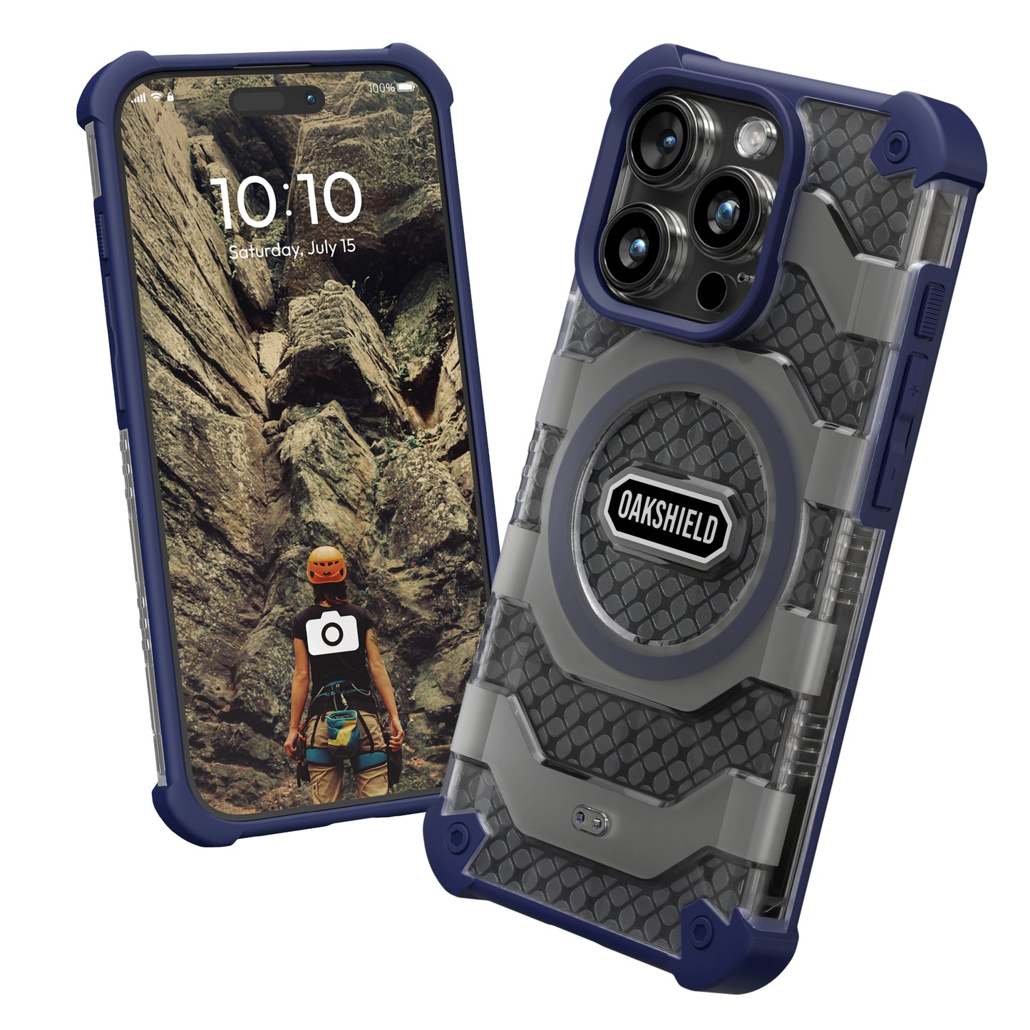 Oakshield Handyhülle kompatibel mit iPhone 15 Pro Hülle - Iphone 15 Pro Case kompatibel mit MagSafe-Zubehör - Schutzhülle mit Falltest nach Militärstandard - Dunkelblau Dunkelblau  