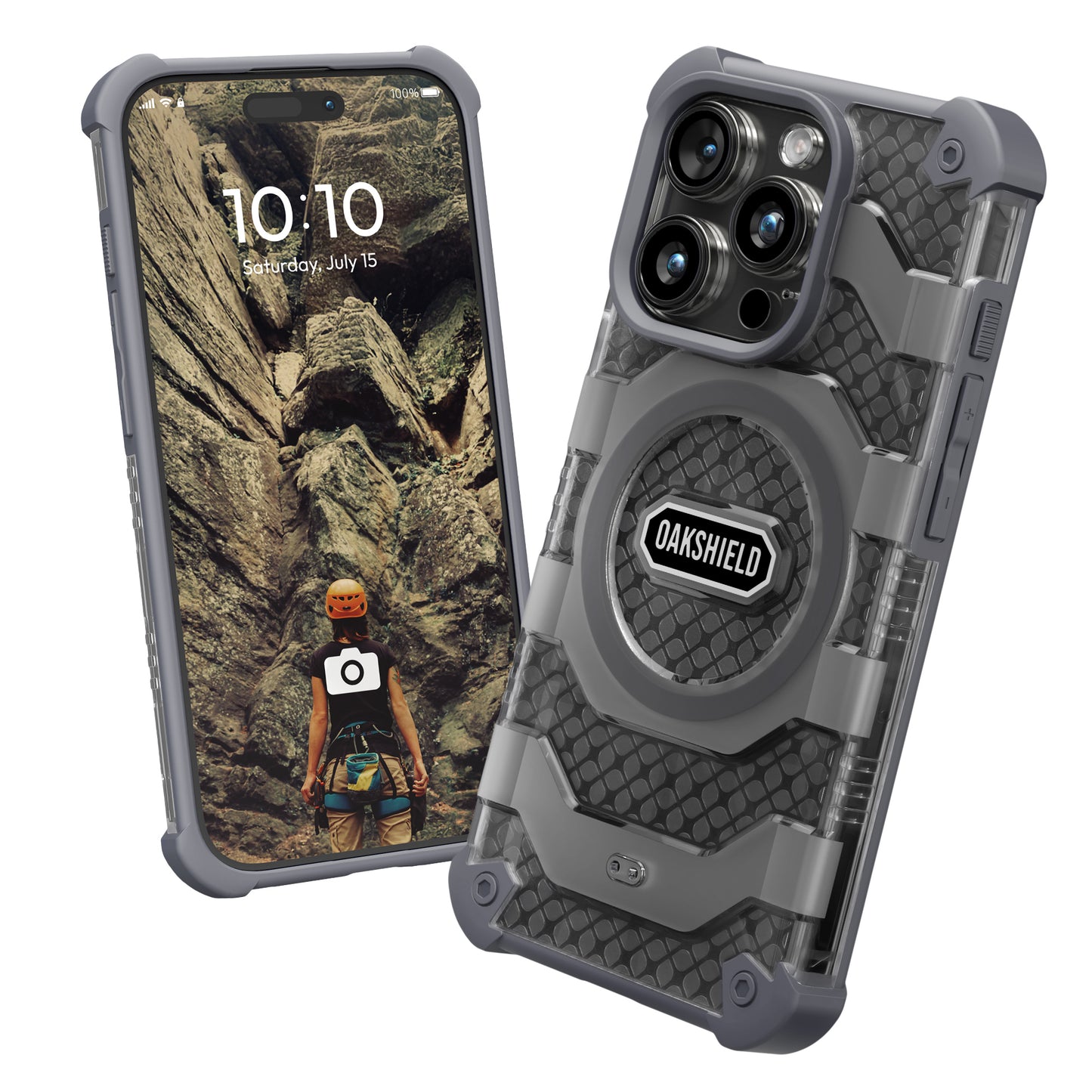 Oakshield Handyhülle kompatibel mit iPhone 15 Pro Hülle - Iphone 15 Pro Case kompatibel mit MagSafe-Zubehör - Schutzhülle mit Falltest nach Militärstandard - Grau Grau  
