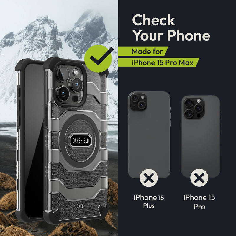 Oakshield Handyhülle für das iPhone 15 Pro Max Hülle Cover kompatibel mit MagSafe-Zubehör Schutzhülle mit Falltest nach Militärstandard