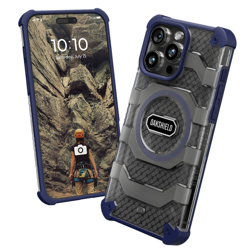 Oakshield Handyhülle für das iPhone 15 Pro Max Hülle - Cover kompatibel mit MagSafe-Zubehör - Schutzhülle mit Falltest nach Militärstandard - Dunkelblau Dunkelblau  