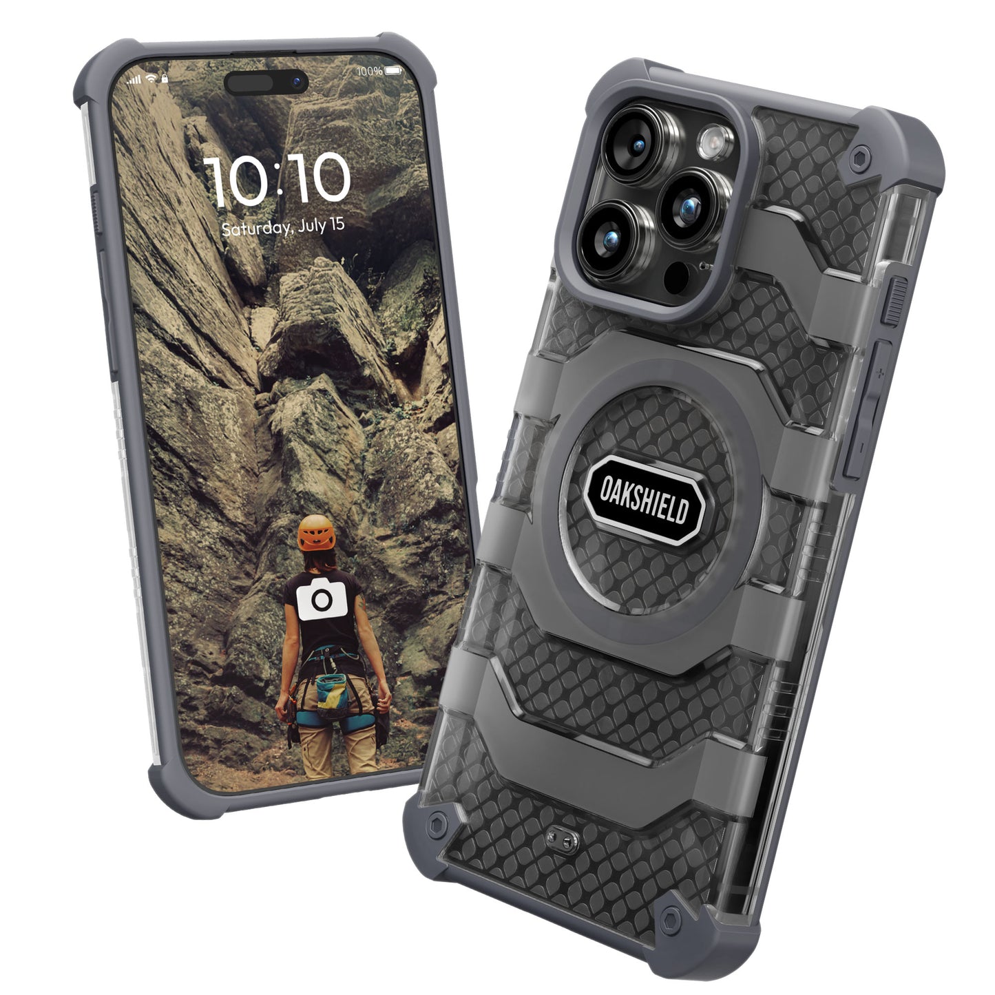 Oakshield Handyhülle für das iPhone 15 Pro Max Hülle - Cover kompatibel mit MagSafe-Zubehör - Schutzhülle mit Falltest nach Militärstandard - Grau Grau  