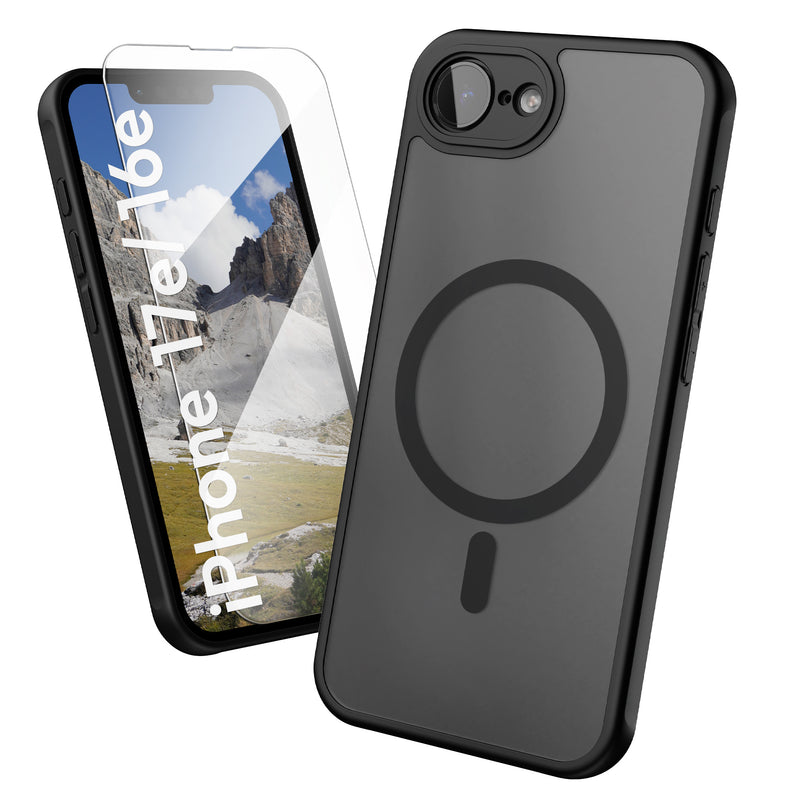 Oakshield Hülle für Apple iPhone 17e / iPhone 16e Hülle - Magnetische Handyhülle halbtransparent - Schutzhülle stoßfest mit Kameraschutz - Case in Schwarz Schwarz  