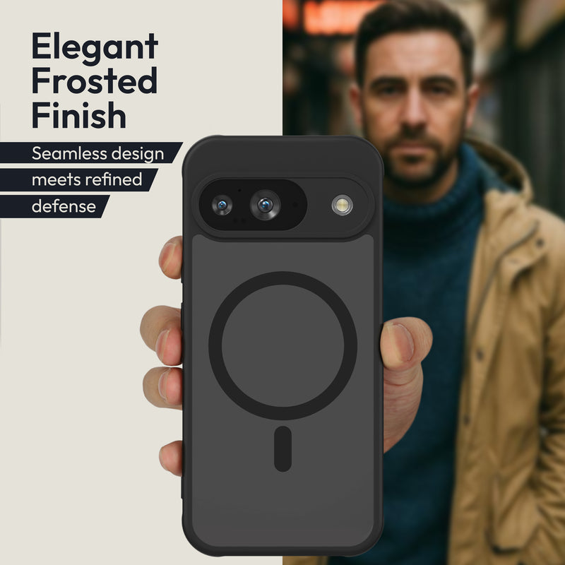 Oakshield Hülle für Google Pixel 9 Hülle - Magnetische Handyhülle halbtransparent - Schutzhülle stoßfest mit Kameraschutz - Mit Glas Folie - Case