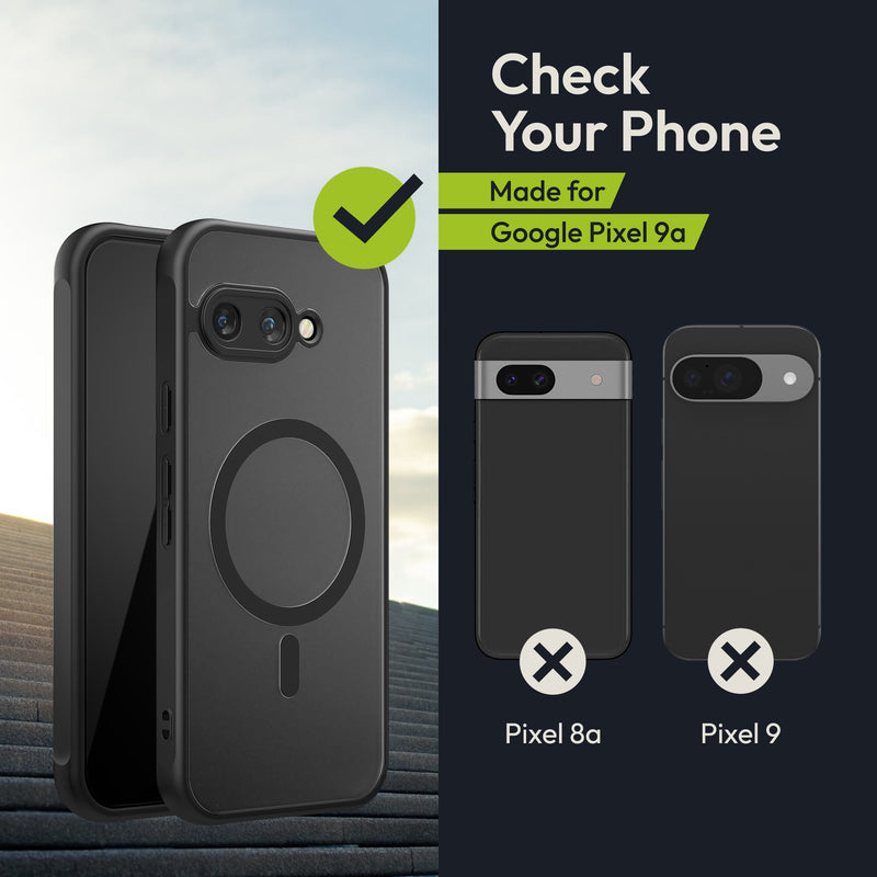 Oakshield Hülle für Google Pixel 9a Hülle - Magnetische Handyhülle halbtransparent - Schutzhülle stoßfest mit Kameraschutz - Mit Glas Folie - Case