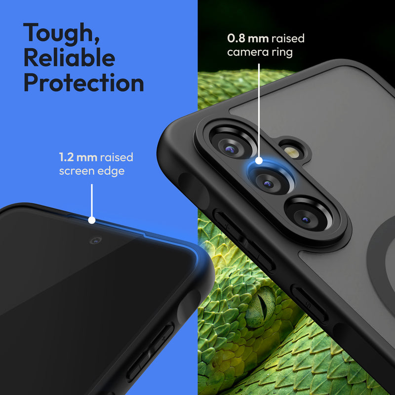 Oakshield Hülle für Samsung Galaxy A56 5G Hülle - Magnetische Handyhülle halbtransparent - Schutzhülle stoßfest mit Kameraschutz - Mit Glas Folie - Case