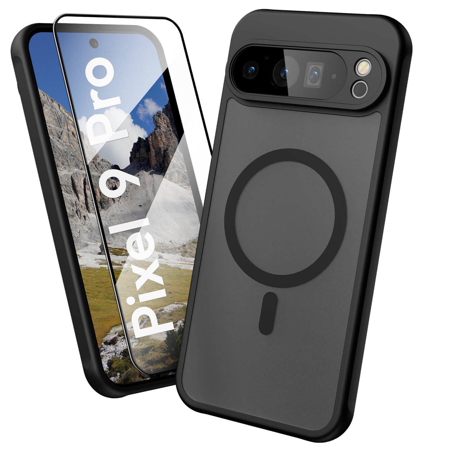 Oakshield Hülle für Google Pixel 9 Pro Hülle - Magnetische Handyhülle halbtransparent - Schutzhülle stoßfest mit Kameraschutz - Case in Schwarz Schwarz  