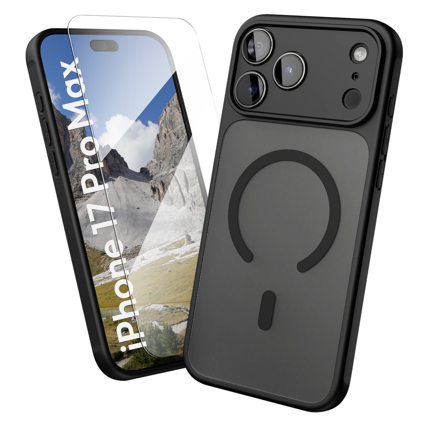 Oakshield Hülle für Apple iPhone 17 Pro Max Hülle - Magnetische Handyhülle halbtransparent - Schutzhülle stoßfest mit Kameraschutz - Case in Schwarz Schwarz  