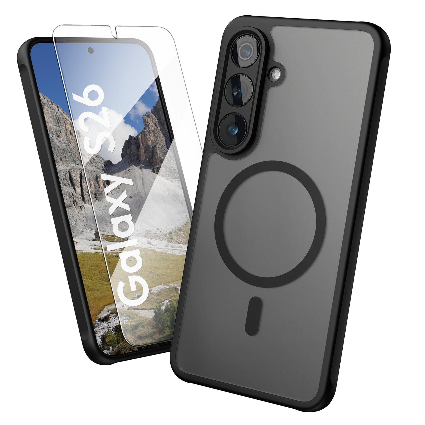 Oakshield Hülle für Samsung Galaxy S26 Hülle - Magnetische Handyhülle halbtransparent - Schutzhülle stoßfest mit Kameraschutz - Case in Schwarz Schwarz  