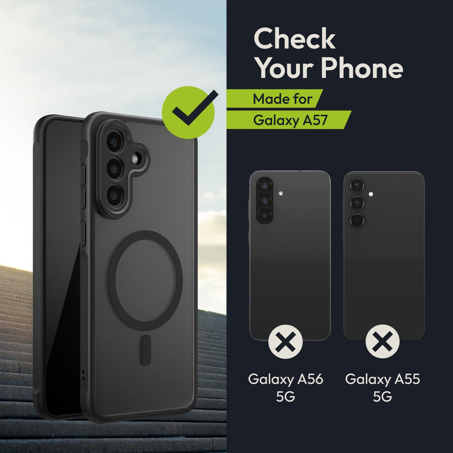 Oakshield Hülle für Samsung Galaxy A57 5G Hülle - Magnetische Handyhülle halbtransparent - Schutzhülle stoßfest mit Kameraschutz - Mit Glas Folie - Case